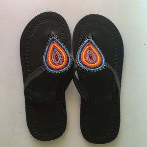 African beaded flip flops little girl